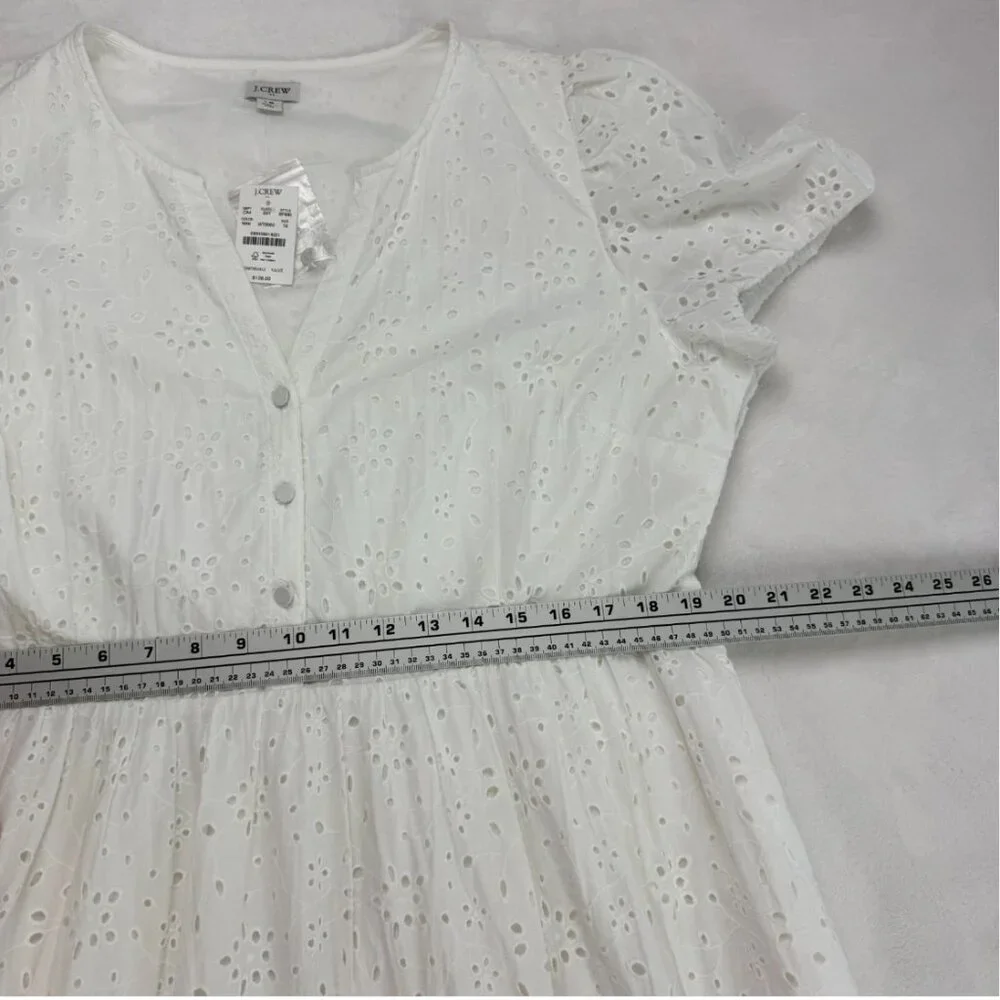 J. Crew Factory Eyelet Midi Dress Puff Sleeve Boho Summer Graduation‎ Coastal